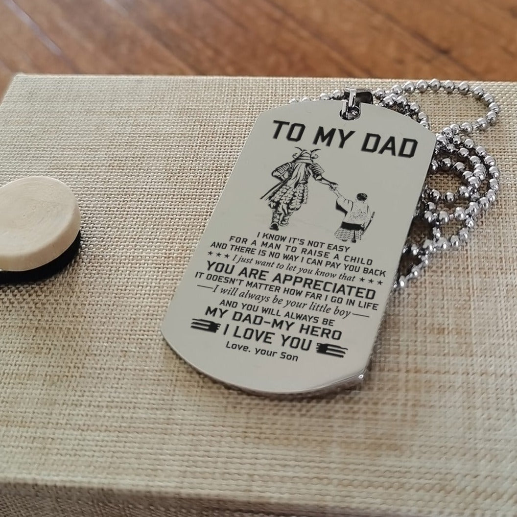 To My Dad One Side Engrave Dog Tag Gift For Your Dad Your Father