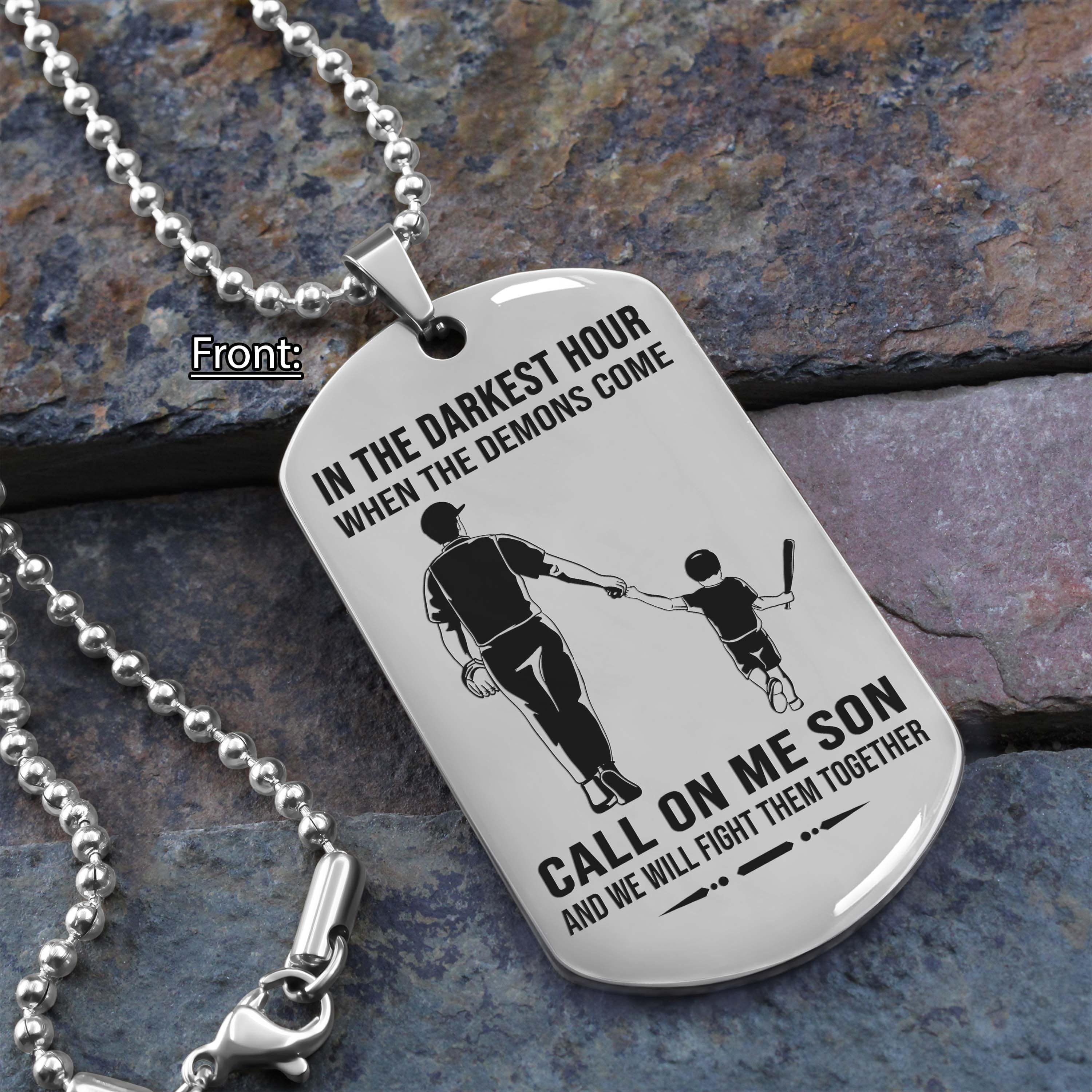 Samurai Personalized One Sided Dog Tag Call On Me Son And We Will Fight Them Together Gifts For Your Son From Dad