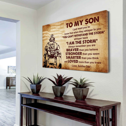Spartan Poster Canvas Whisper Back I'm The Storm From Dad To Son Gift For Your Son