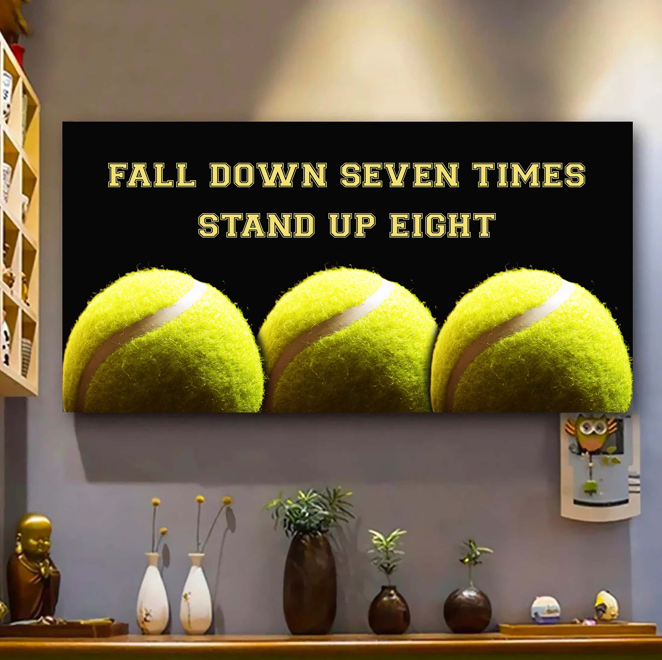 Softball poster canvas fall down seven times stand up eight