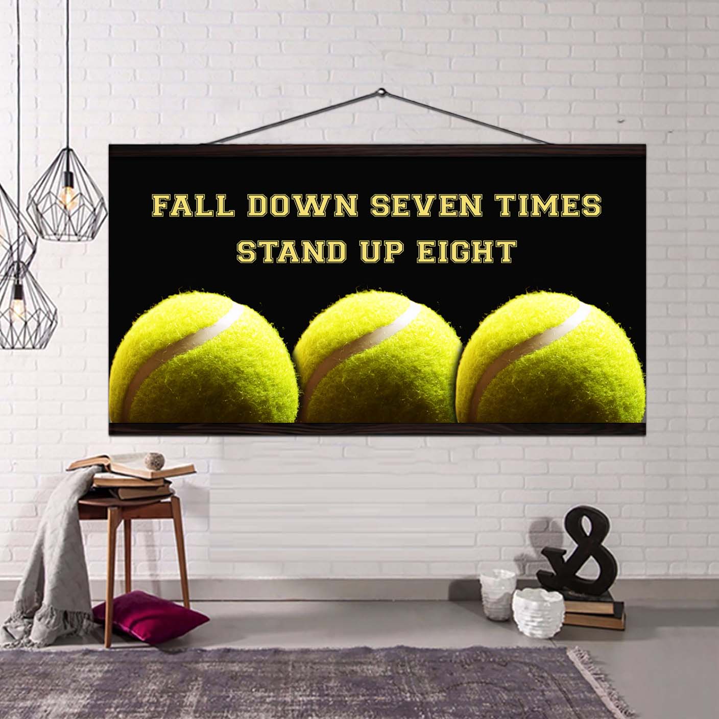 American football poster canvas fall down seven times stand up eight