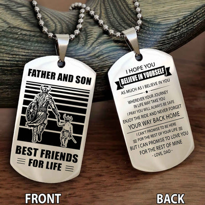 Viking-Personalized Double Sided Dog Tag Father And Son Best Friends For Life - Message on the back side