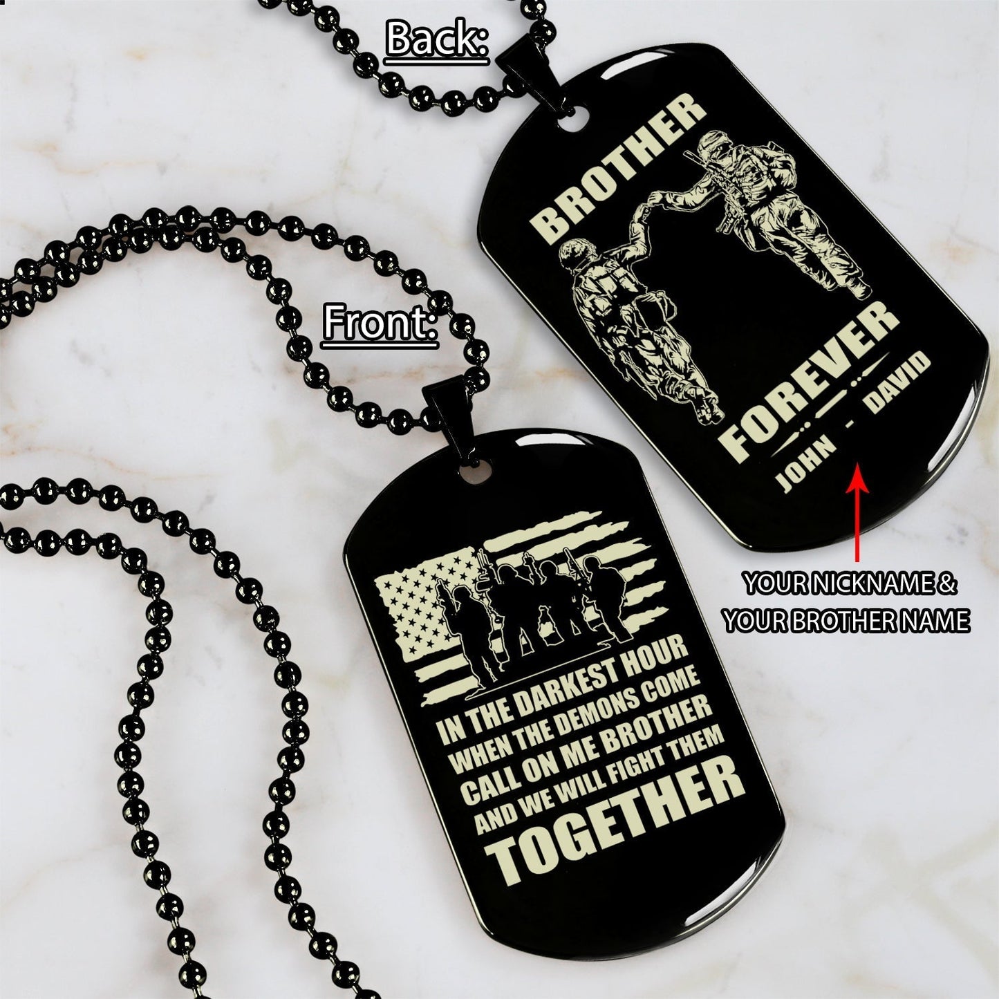 Soldier double side dog tag call on me brother and 4th of July day gifts
