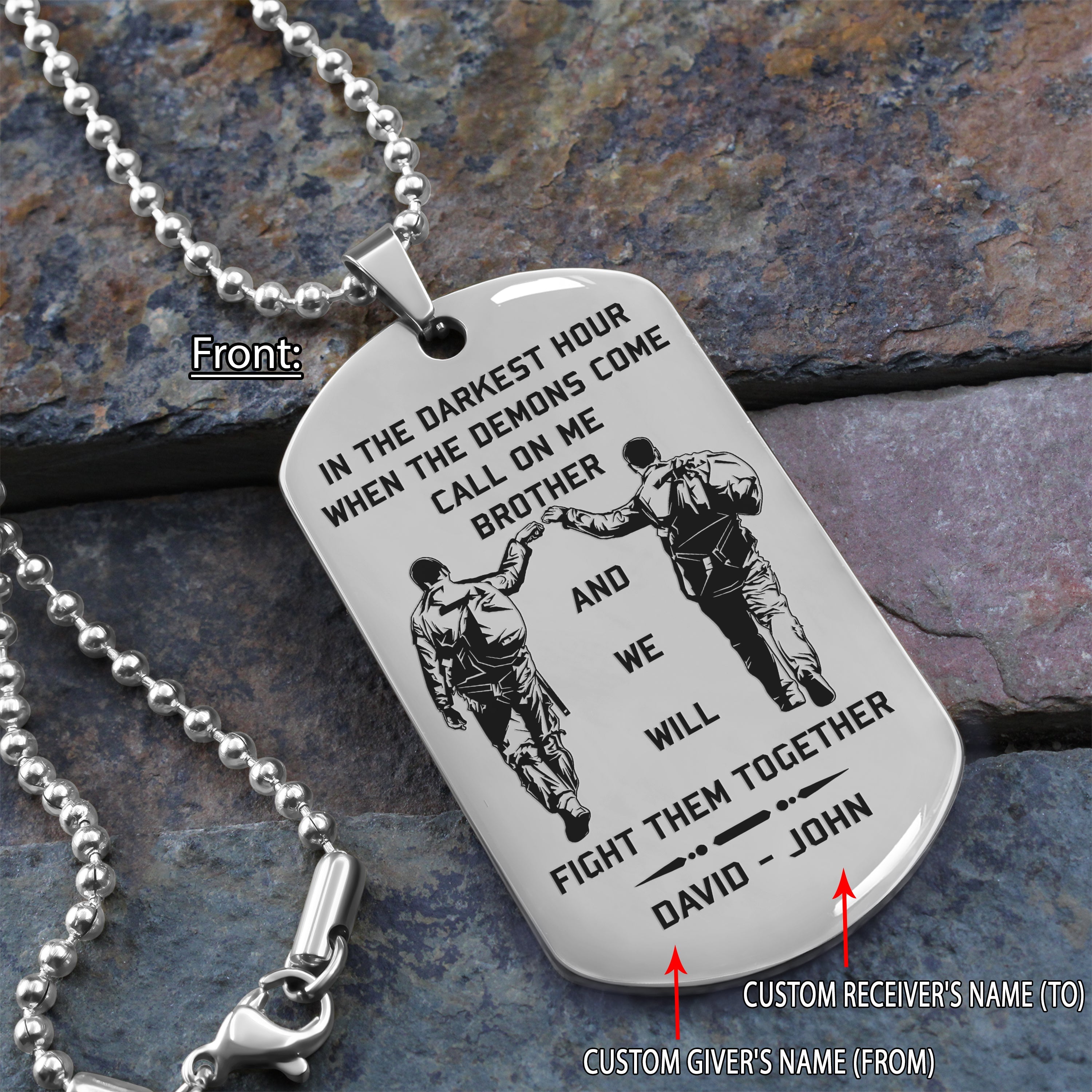 Soldier customizable engraved brother dog tag gift from brother