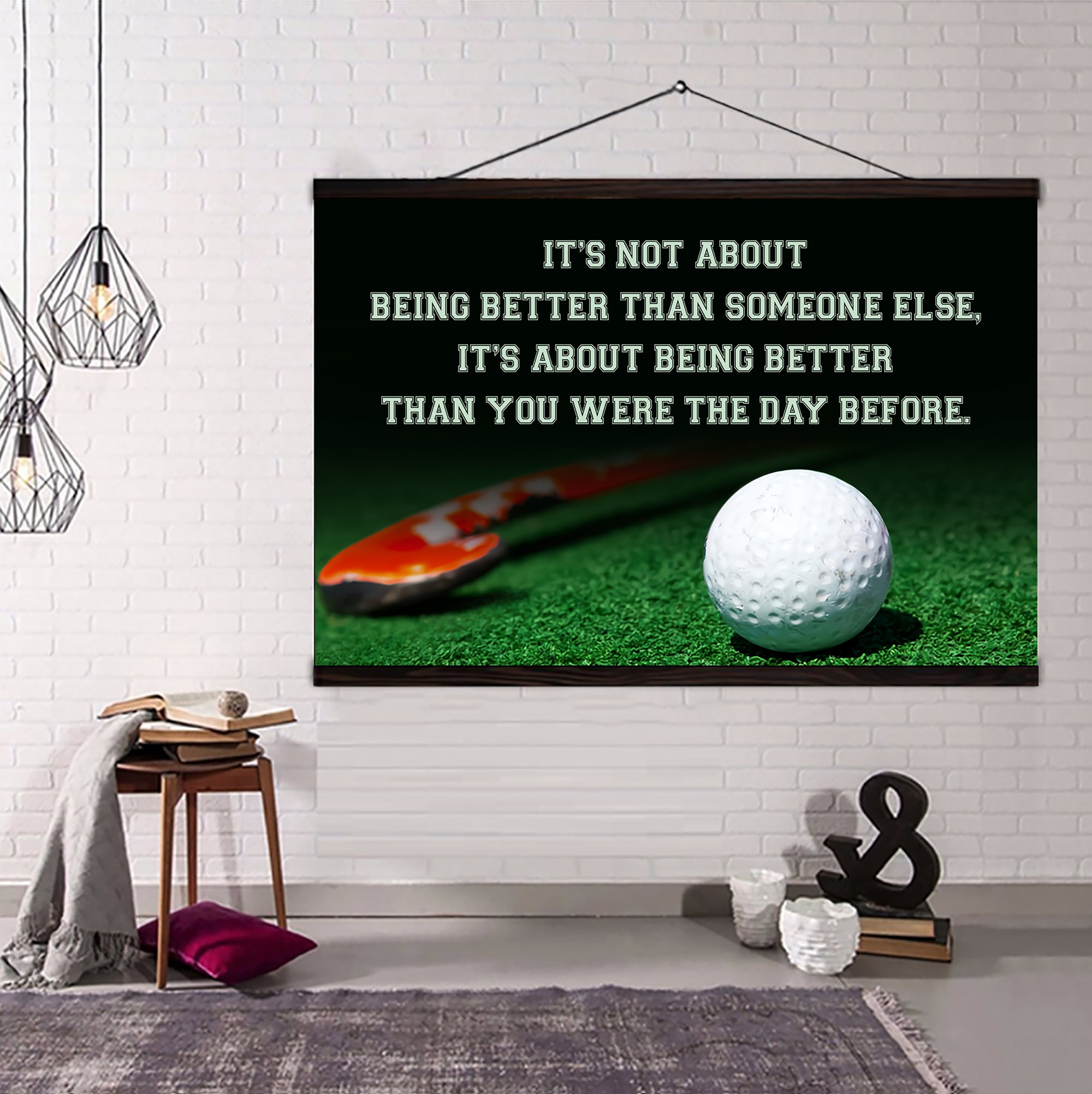 Field Hockey customizable poster canvas - It is not about better than someone else, It is about being better than you were the day before