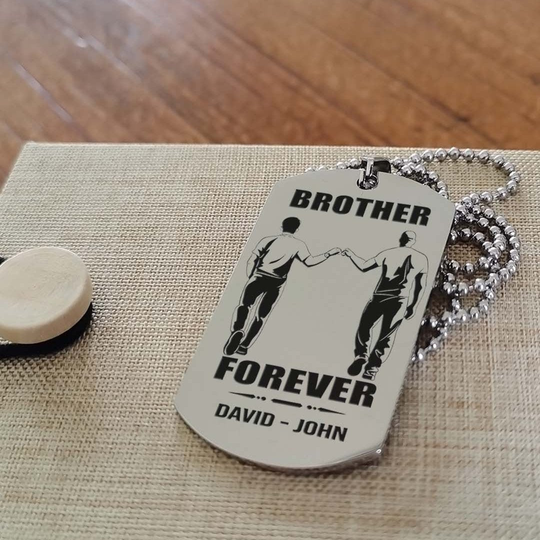 Customizable engraved black dog tag double sided gift from brother, brother forever