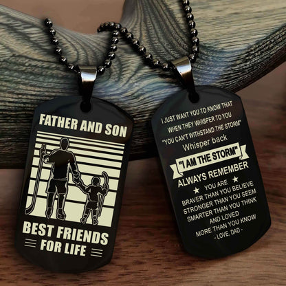 Viking Personalized Double Sided Dog Tag Silver To My Son I Love You - Whisper Back I'm The Storm