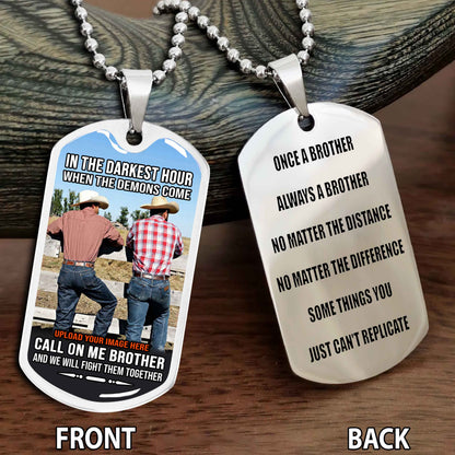 Personalized Double Side Graphic Dog Tag Gift For Your Brother - Brother Forever Team 2