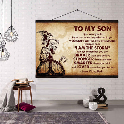 New Version Warrior Poster Canvas Whisper Back I'm The Storm From Dad To Son Gift For Your Son