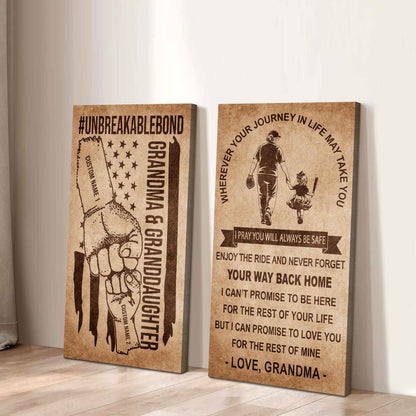 Grandma And Granddaughter UnBreakable Bond - 2 Piece Canvas Wall Art Black Floating Frame - Never Forget Your Way Back Home