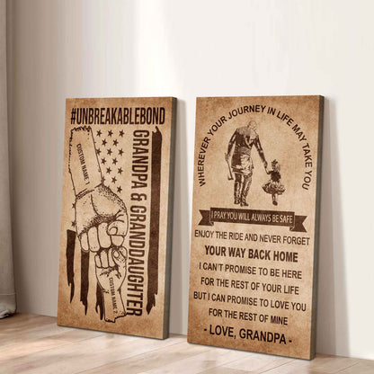 Grandpa And Granddaughter UnBreakable Bond - 2 Piece Canvas Wall Art Black Floating Frame - Never Forget Your Way Back Home
