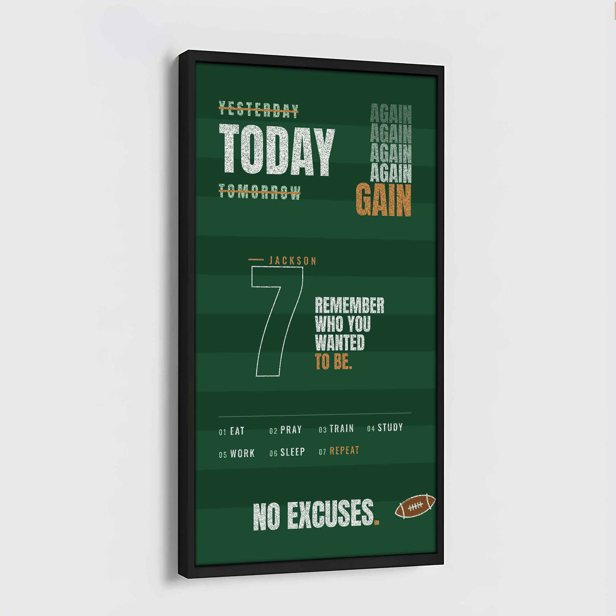 Sport Personalized Poster Canvas Remember Who You Wanted To Be Today Again Again Again Gain