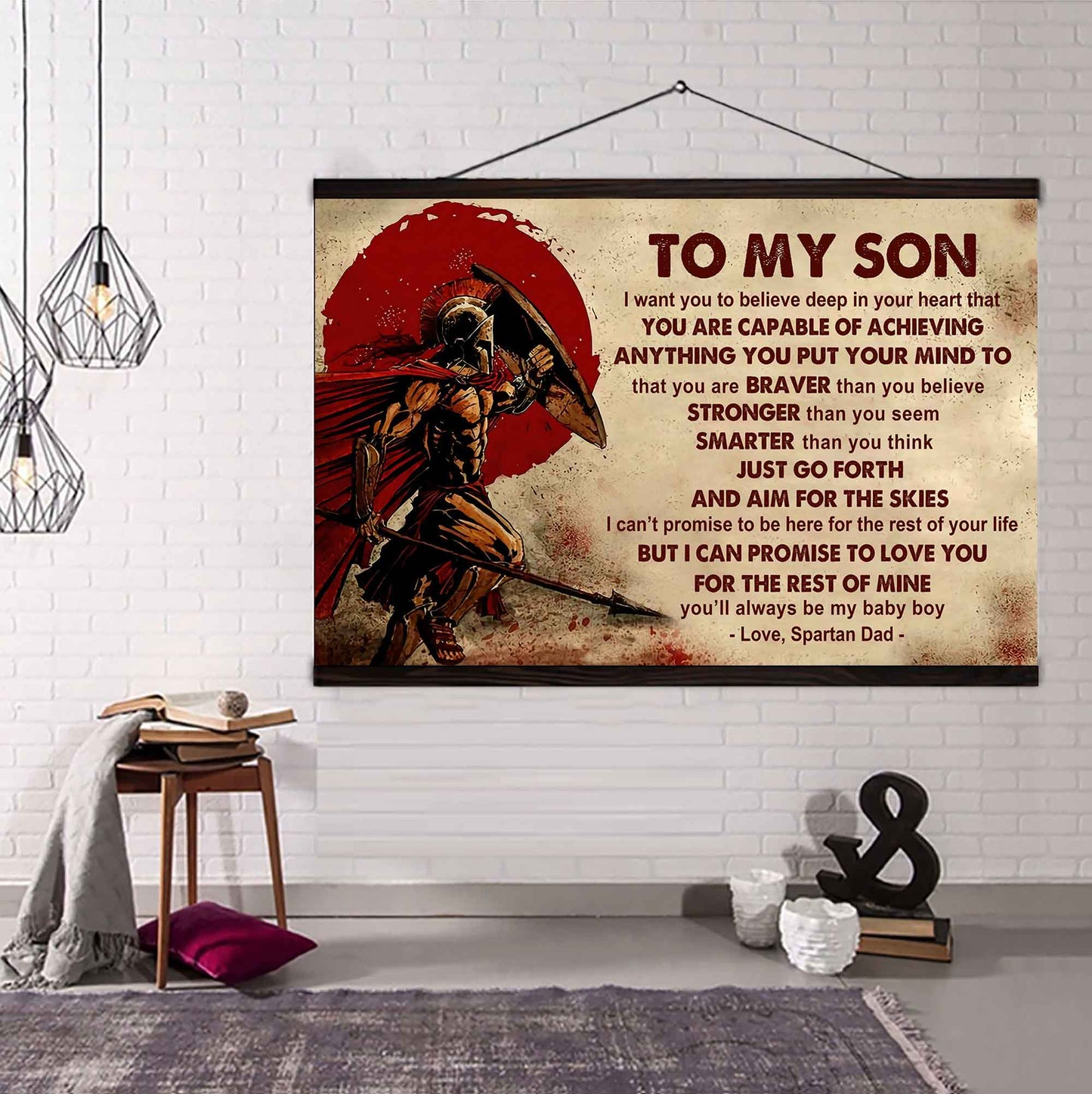Spartan Poster Canvas Just Go Forth And Aim For The Skies From Dad To Son Gift For Your Son