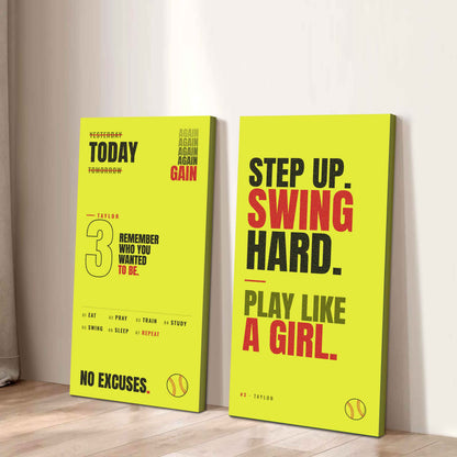 Sport Poster Again Again Again Motivation Quotes - 2 Piece Canvas Wall Art