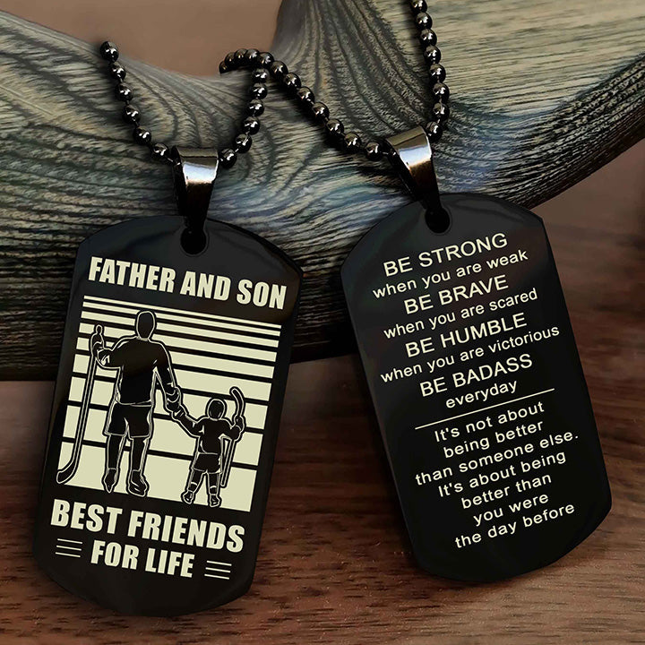 Viking Personalized Double Sided Dog Tag Silver To My Son I Love You - Be Strong When You Are Weak Gift From Dad To Son