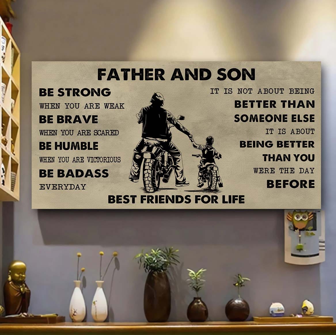 Ver 2 VGT Father And Son Best Friends For Life - Be Strong When You Are Weak Poster Canvas Gift For Son From Father-Photo Upload