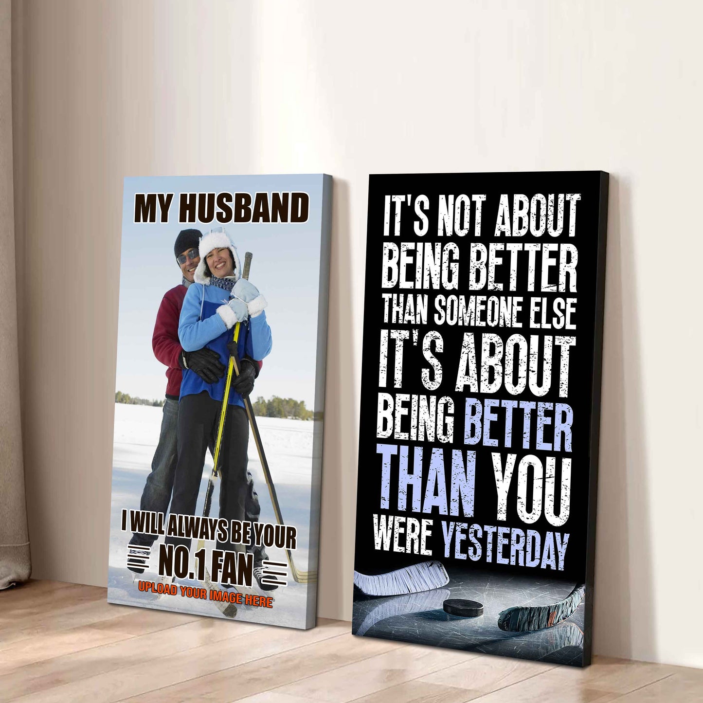 To My Husband Canvas I Am Your No 1 Fan - 2 Piece Canvas Wall Art - It's About Being Better Than You Were Yesterday