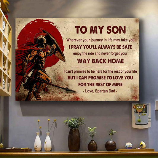 Spartan Poster Canvas Your Way Back Home From Dad To Son Gift For Your Son