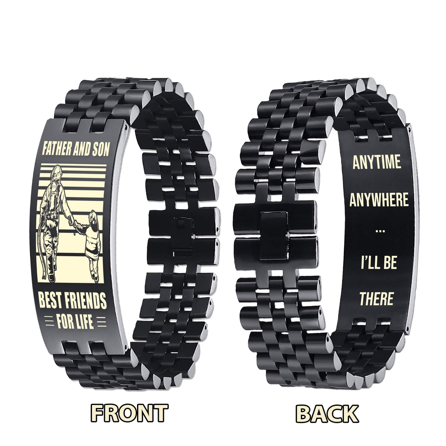 Samurai NVL Personalized Double Sided Bracelet Father And Son Best Friends For Life - Message on the back side