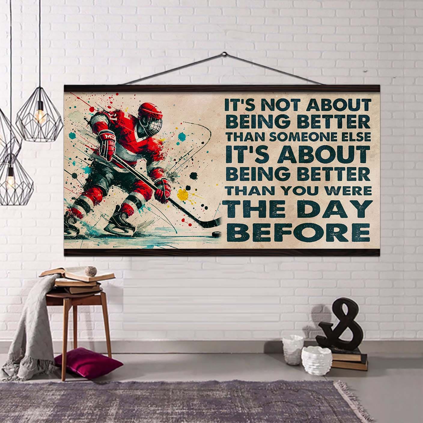 Ver 3 Water Color Soccer Poster Canvas It Is Not About Being Better Than Someone Else