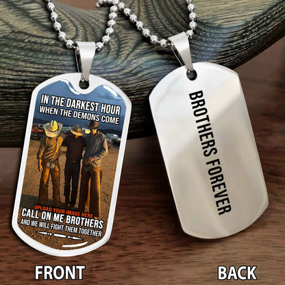 Personalized Double Side Graphic Dog Tag Gift For Your Brother - Brother Forever Team 3