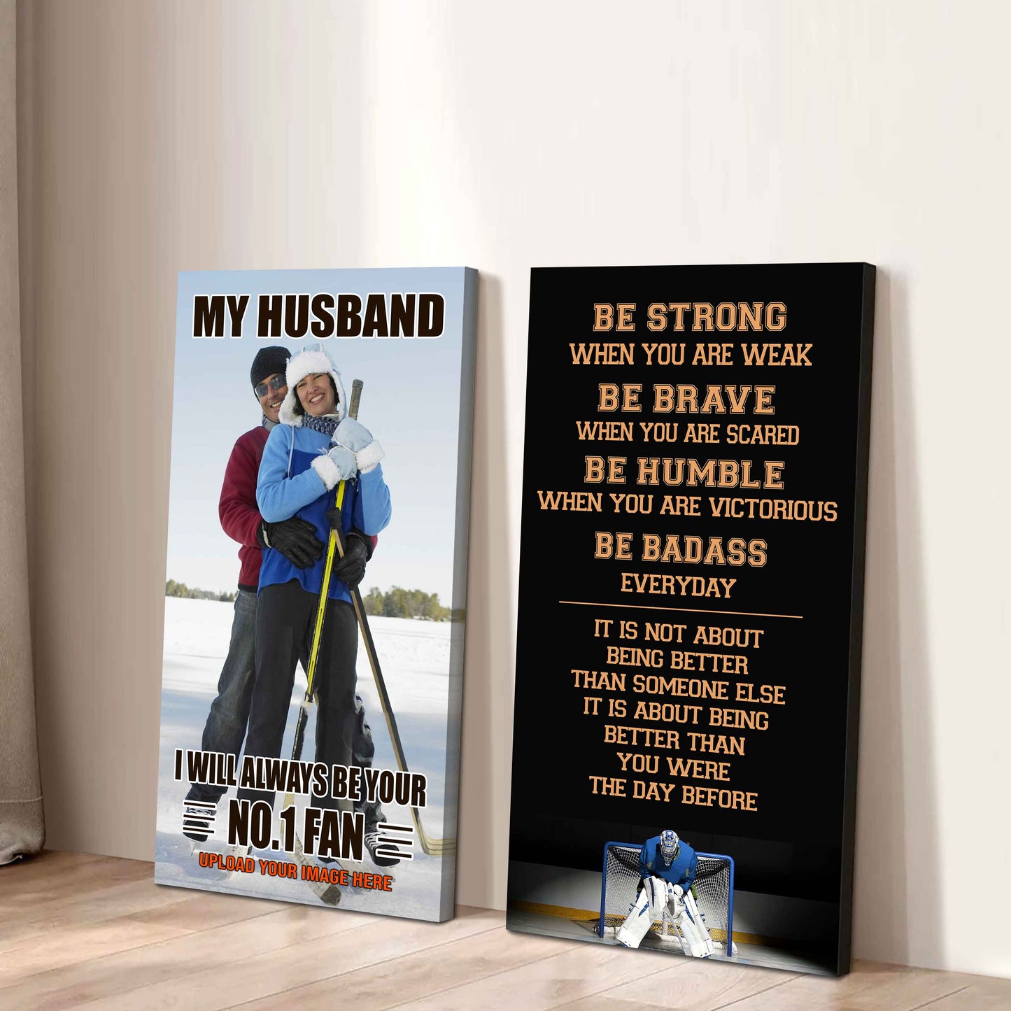 To My Husband Canvas I Am Your No 1 Fan - 2 Piece Canvas Wall Art - Be Strong When You Are Weak Be Badass Everyday