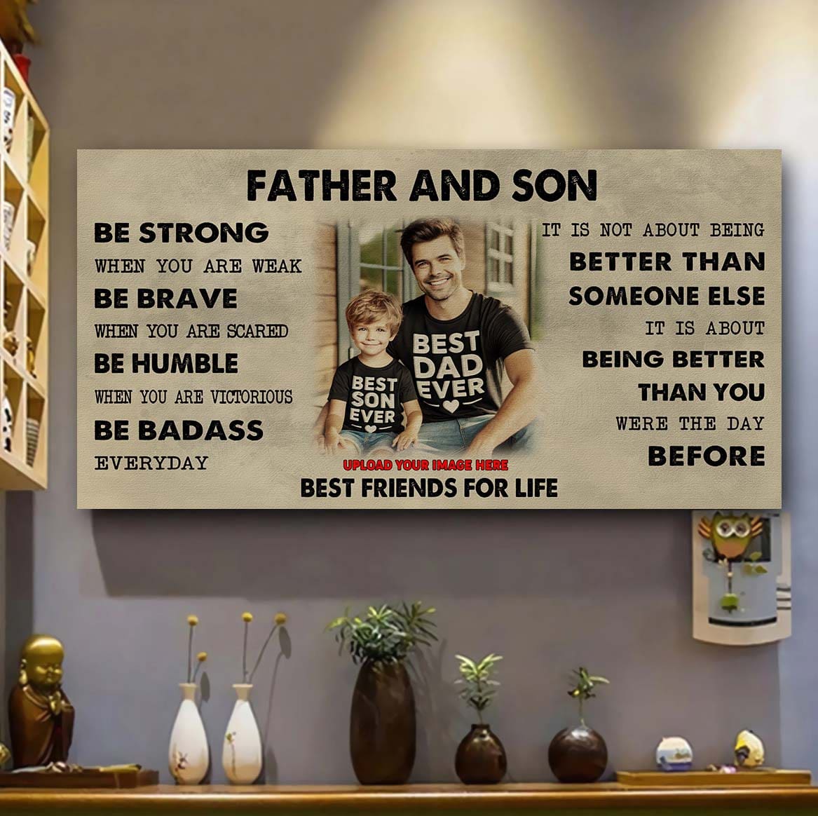 Biker Father And Daughter Best Friends For Life - Be Strong When You Are Weak Poster Canvas Gift For Daughter From Father-Photo Upload