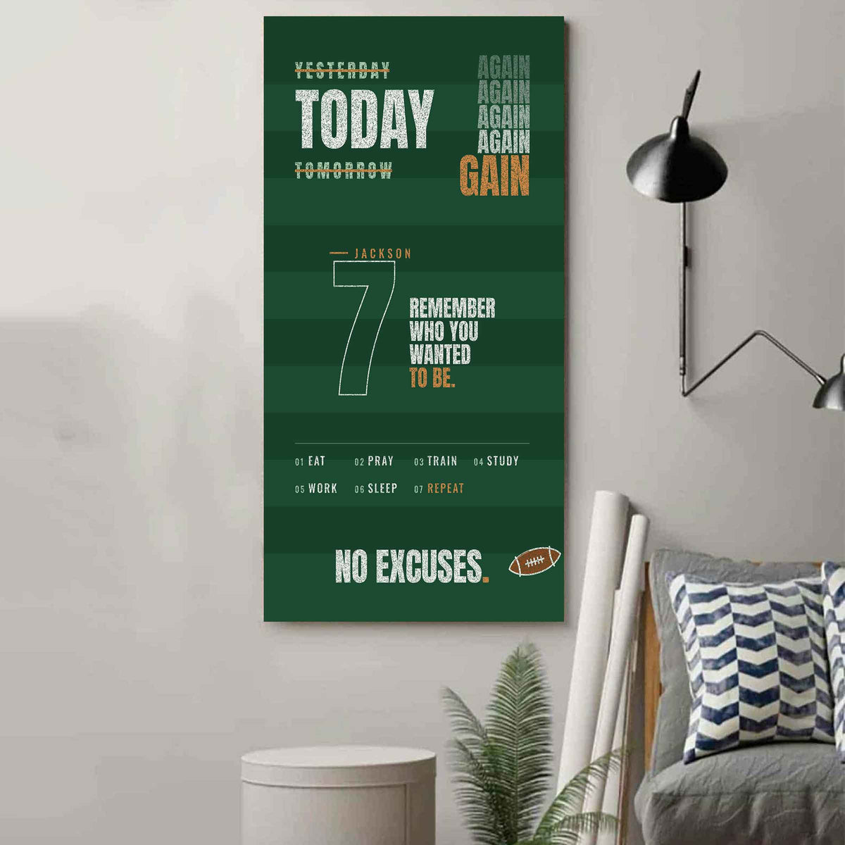 Sport Personalized Poster Canvas Remember Who You Wanted To Be Today Again Again Again Gain