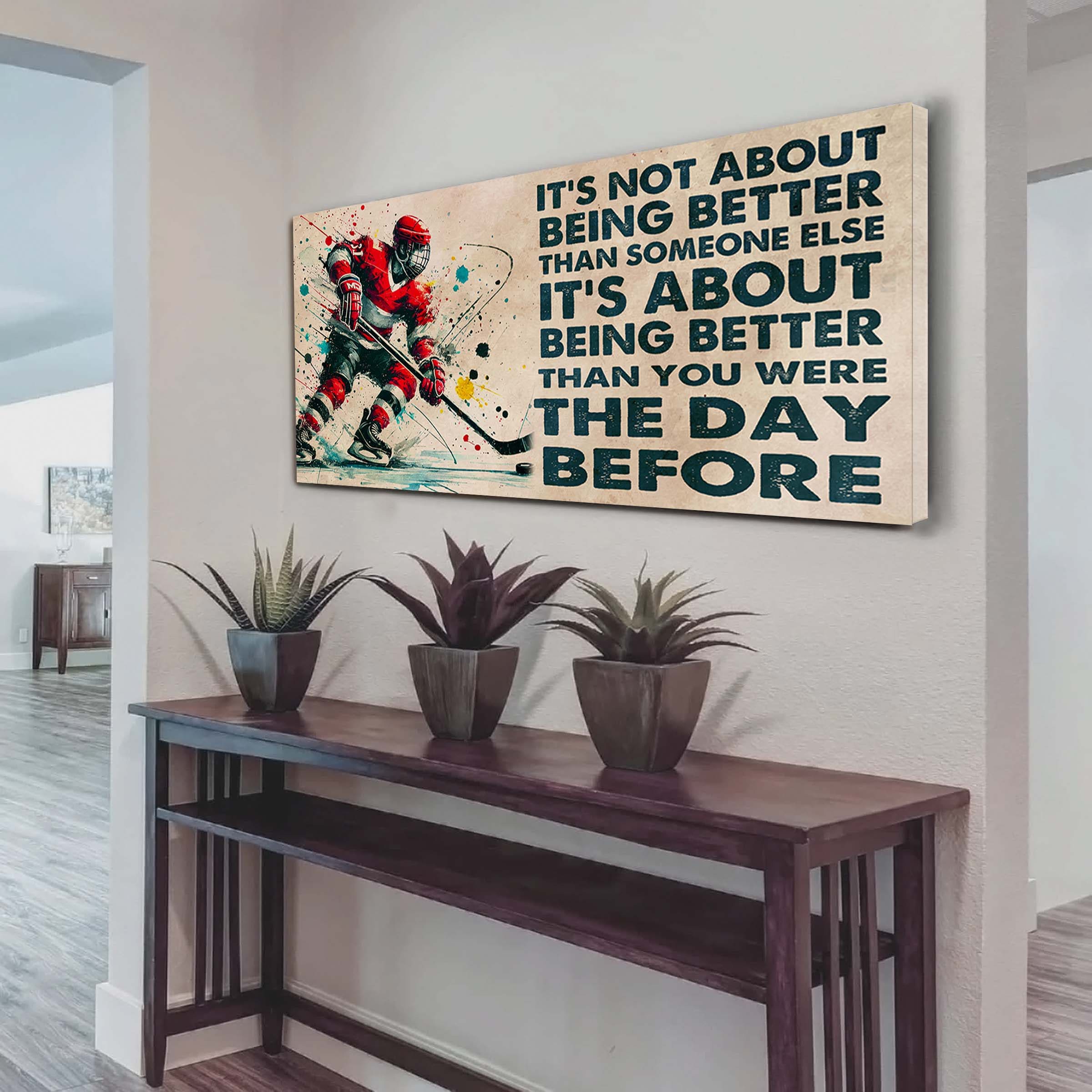 Water Color American Football Poster Canvas It Is Not About Being Better Than Someone Else