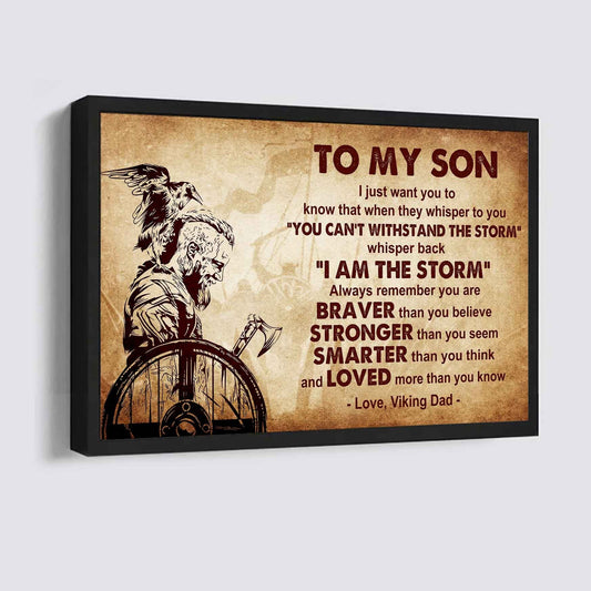 Viking Poster Canvas Whisper Back I'm The Storm From Dad To Son Gift For Your Son