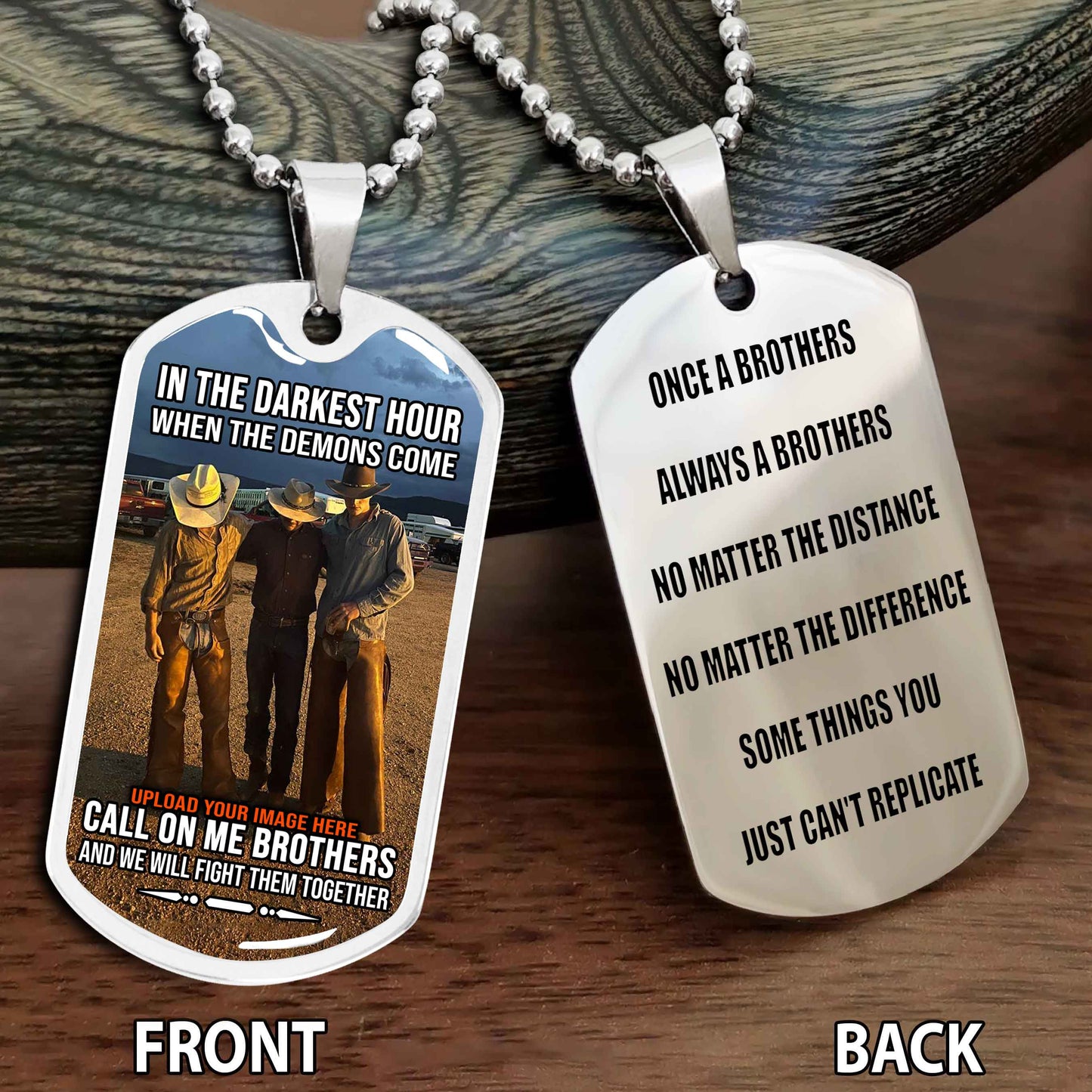 Personalized Double Side Graphic Dog Tag Gift For Your Brother - Brother Forever Team 3