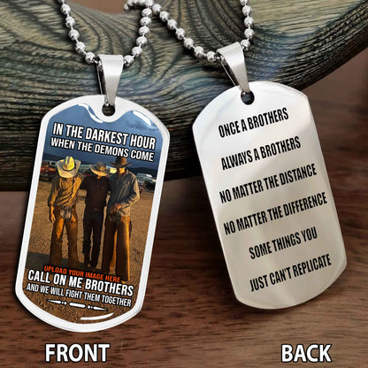 Personalized Double Side Graphic Dog Tag Gift For Your Brother - Brother Forever Team 3