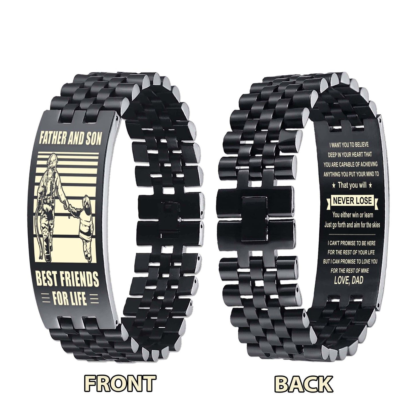 Samurai NVL Personalized Double Sided Bracelet Father And Son Best Friends For Life - Message on the back side