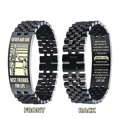 Samurai NVL Personalized Double Sided Bracelet Father And Son Best Friends For Life - Message on the back side