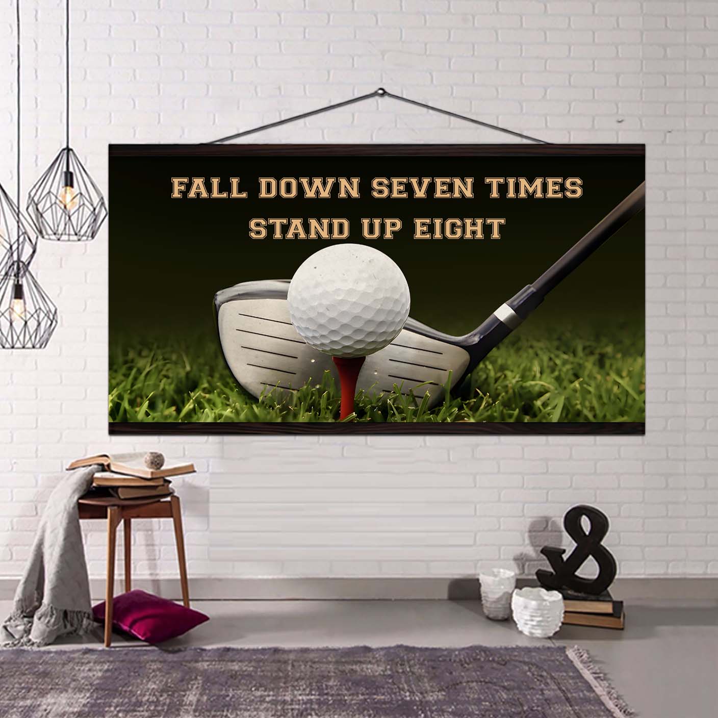 American football poster canvas fall down seven times stand up eight