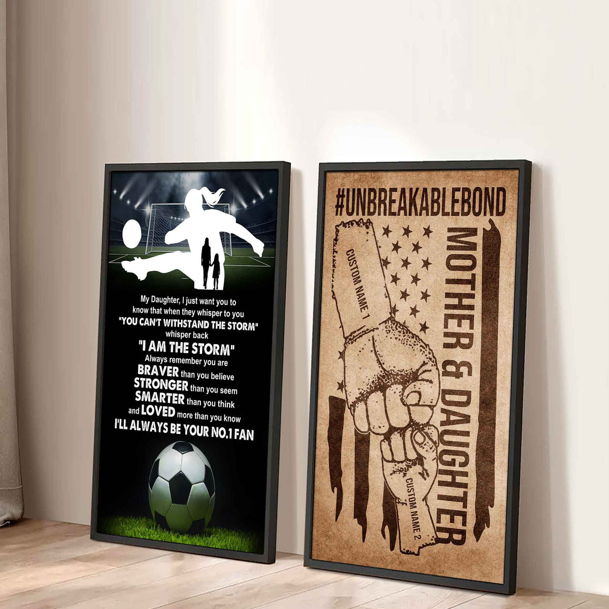 Mother And Daughter UnBreakable Bond - 2 Piece Canvas Wall Art - Whisper Back I'm The Storm