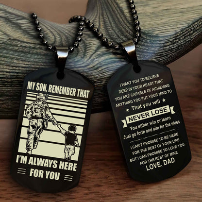 Viking Personalized Double Sided Dog Tag My Son Remember That I Will Always Here You Will Never Lose You Either Win Or Learn