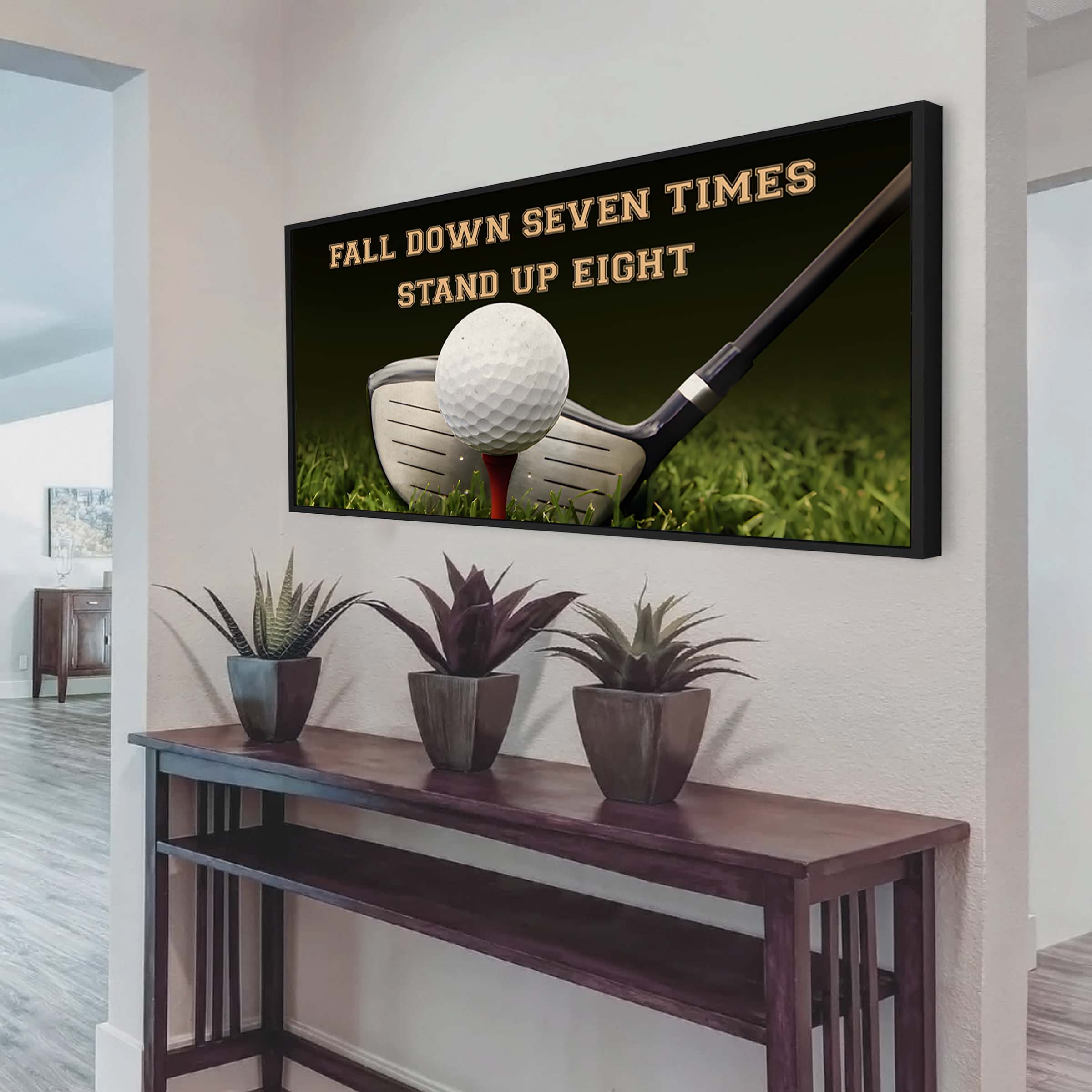 Tennis poster canvas fall down seven times stand up eight