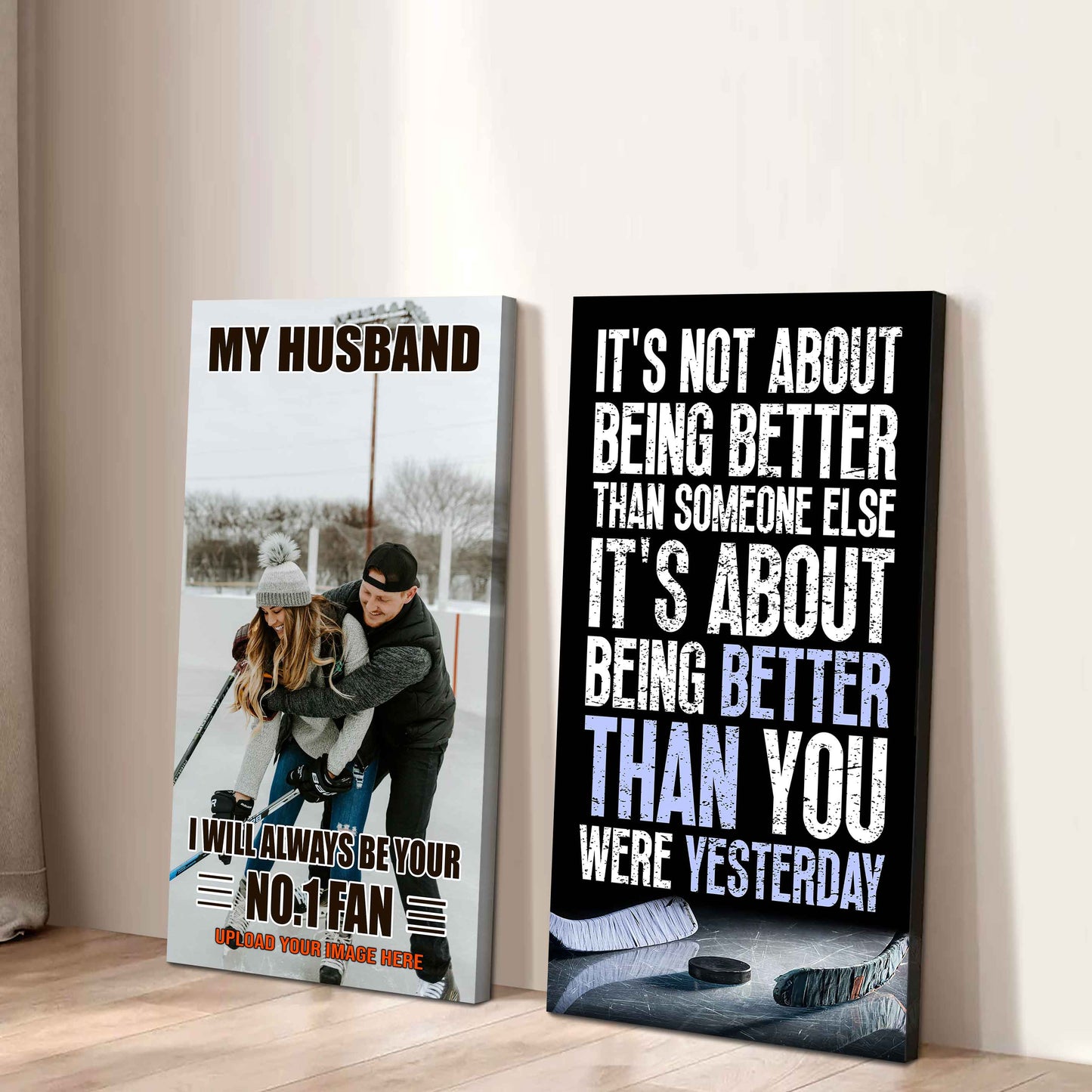 To My Husband Canvas I Am Your No 1 Fan - 2 Piece Canvas Wall Art - It's About Being Better Than You Were Yesterday