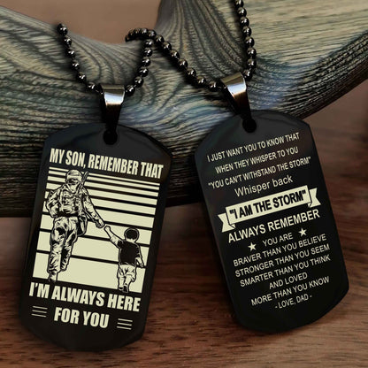 Viking Personalized Double Sided Dog Tag My Son Remember That I Will Always Here Whisper Back I Am The Storm