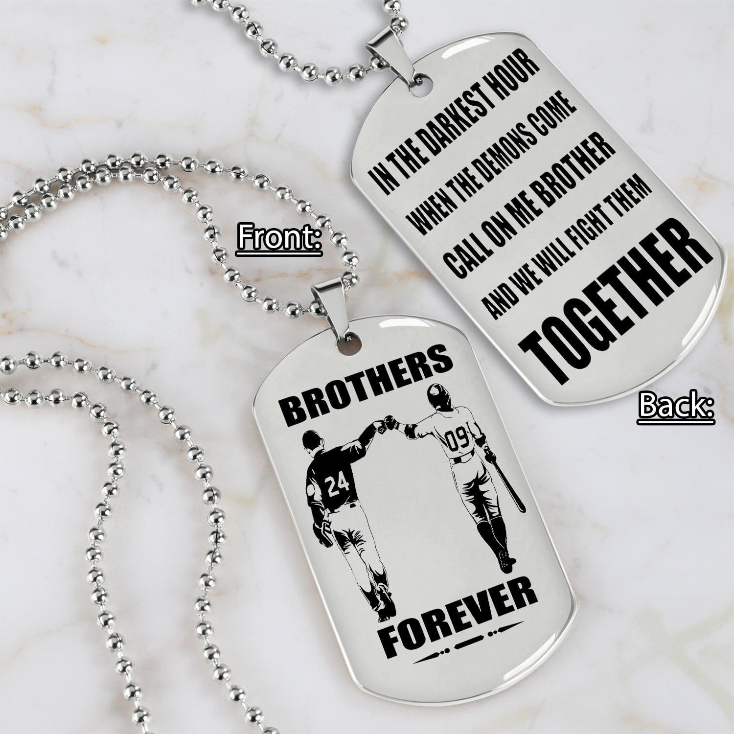 Soldier customizable engraved black dog tag double sided gift from brother, brother forever