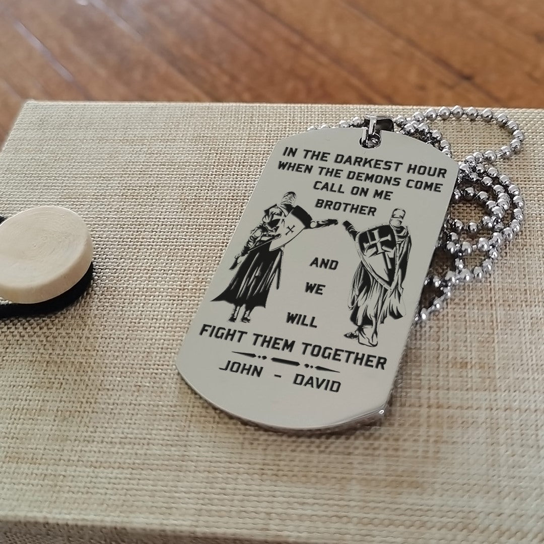 Spartan Customizable engraved black dog tag double sided gift from brother, brother forever