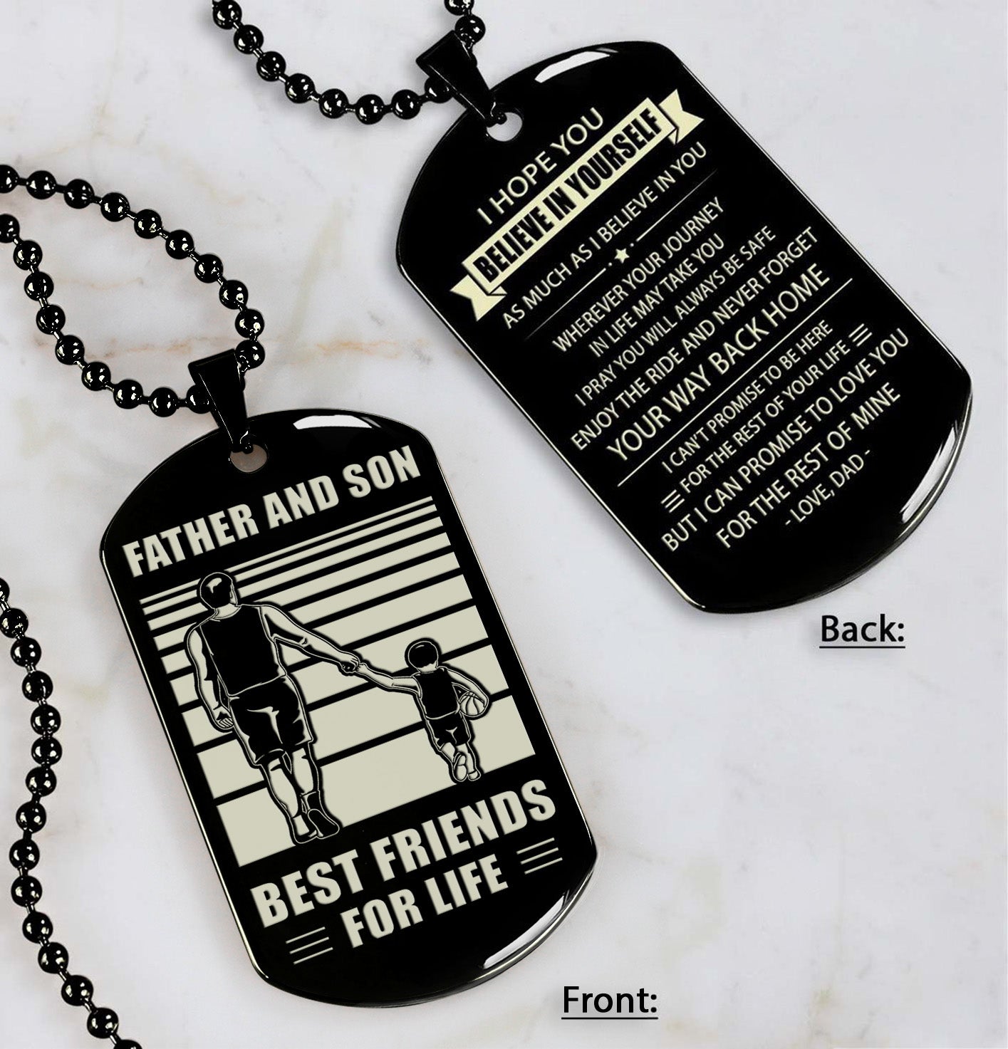 Hockey NVL Personalized Double Sided Dog Tag Father And Son Best Friends For Life - Message on the back side