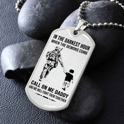 DRB PC Military Chain Silver Plated 18K Gold Plated Call On Me Daddy Gift For Your Dad