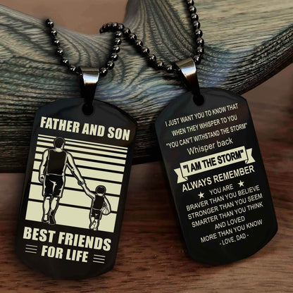 Viking Personalized Double Sided Dog Tag Silver To My Son I Love You - Whisper Back I'm The Storm