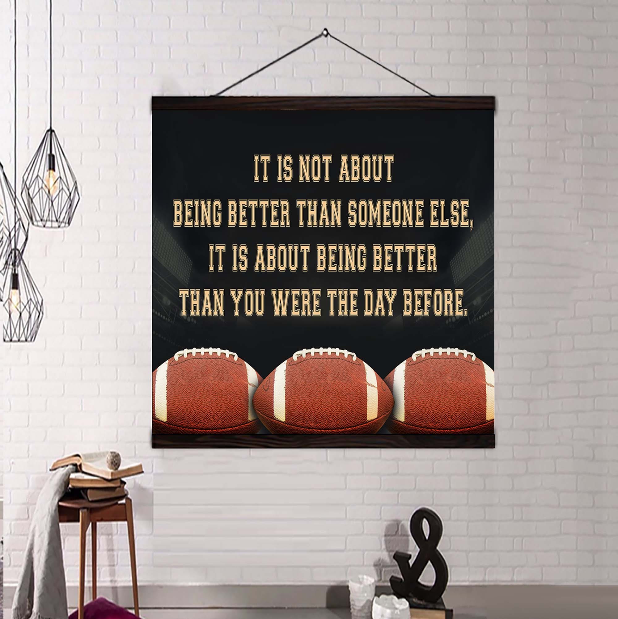 Baseball Square Poster Canvas It's Not About Being Better Than Someone Else It's About Being Better Than You Were The Day Before