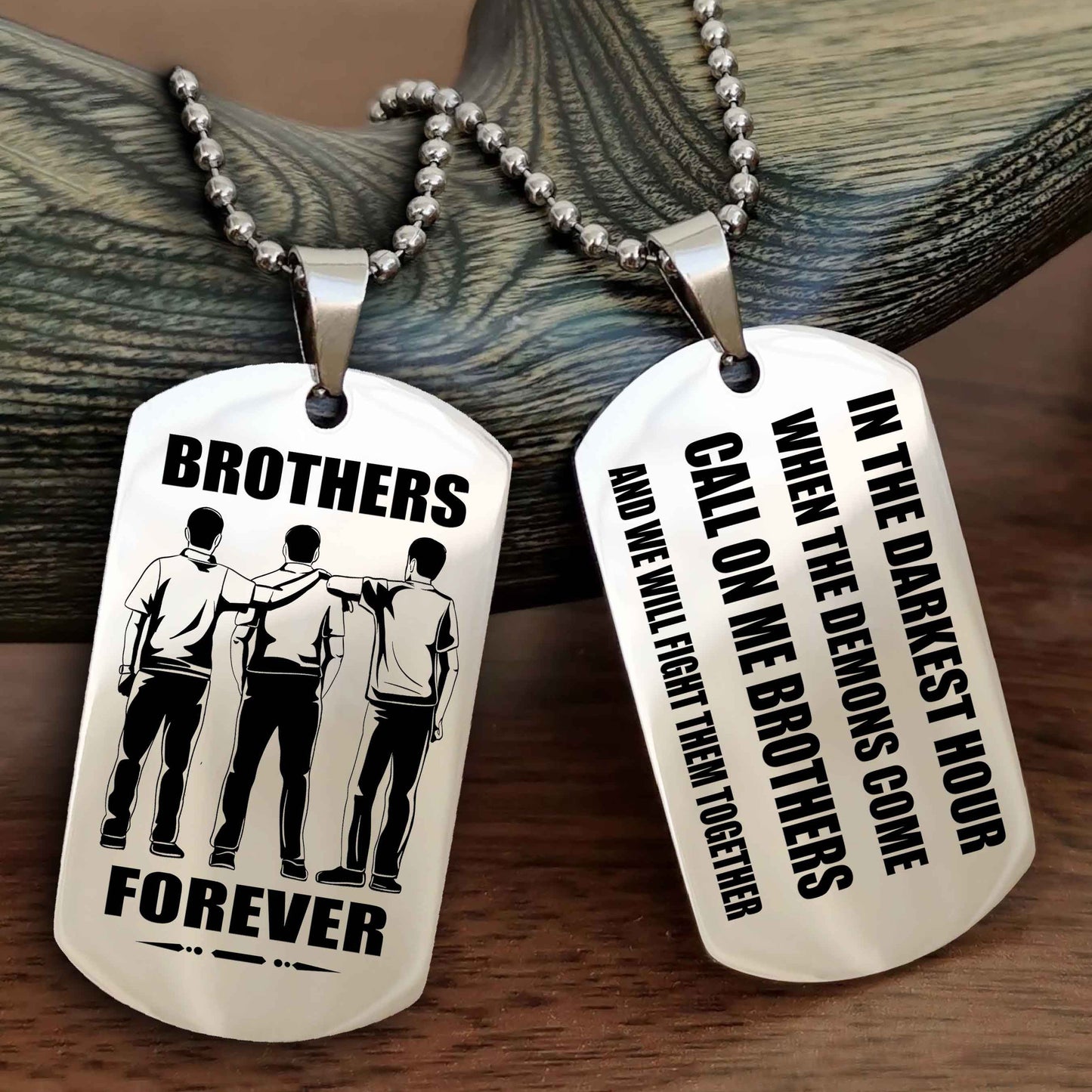 Viking Engraved Double Sided Dog Tag Call On Me Brother NAG Brothers Forever We Will Fight Them Together