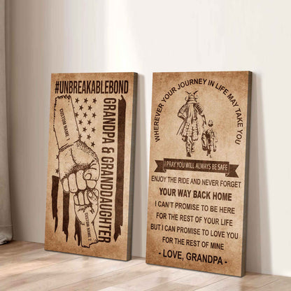 Grandpa And Granddaughter UnBreakable Bond - 2 Piece Canvas Wall Art Black Floating Frame - Never Forget Your Way Back Home