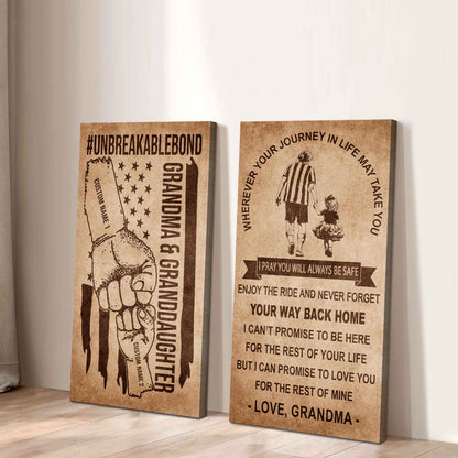 Grandma And Granddaughter UnBreakable Bond - 2 Piece Canvas Wall Art Black Floating Frame - Never Forget Your Way Back Home