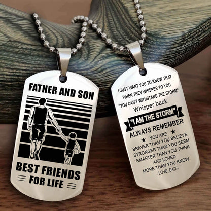 Viking Personalized Double Sided Dog Tag Silver To My Son I Love You - Whisper Back I'm The Storm